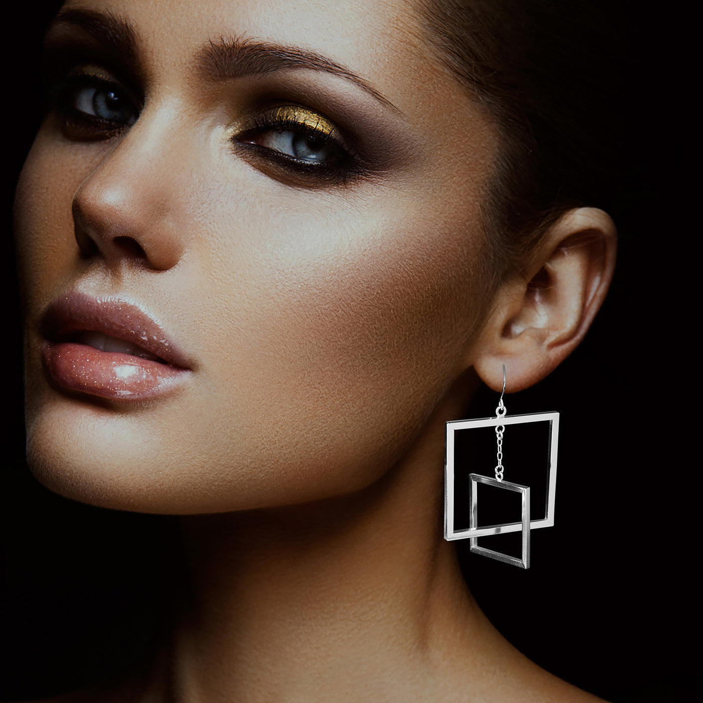 Square Hoop Dangle Earrings