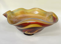 Red-Gold Marbled Ruffle Bowl