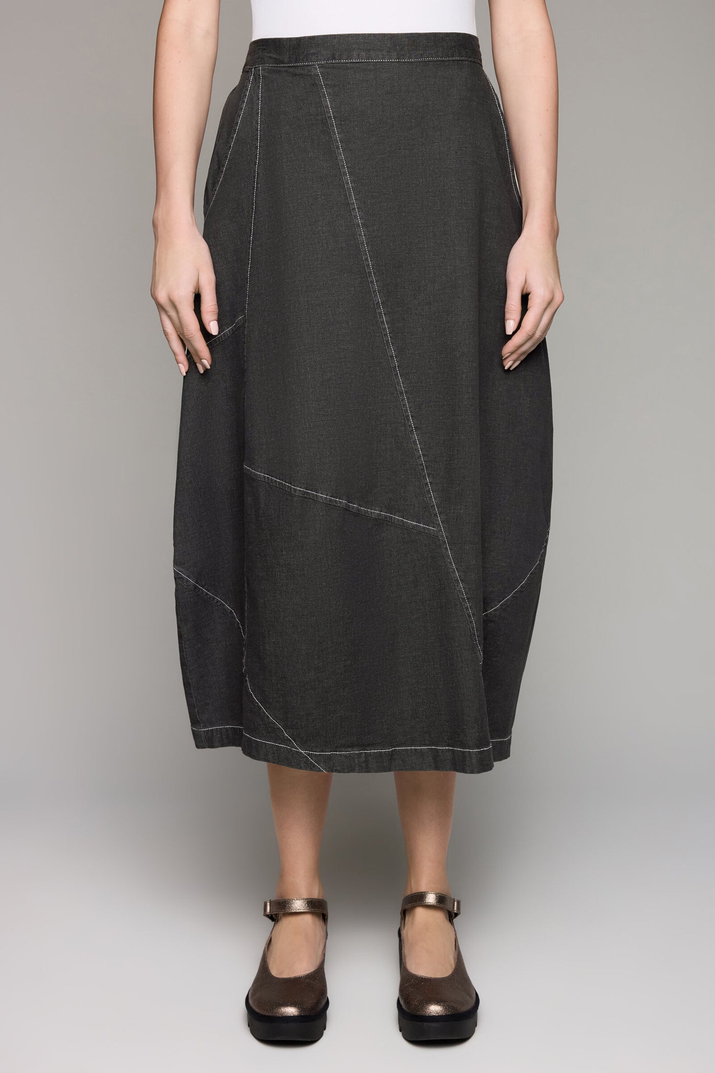 Washed Denim Pieced Skirt