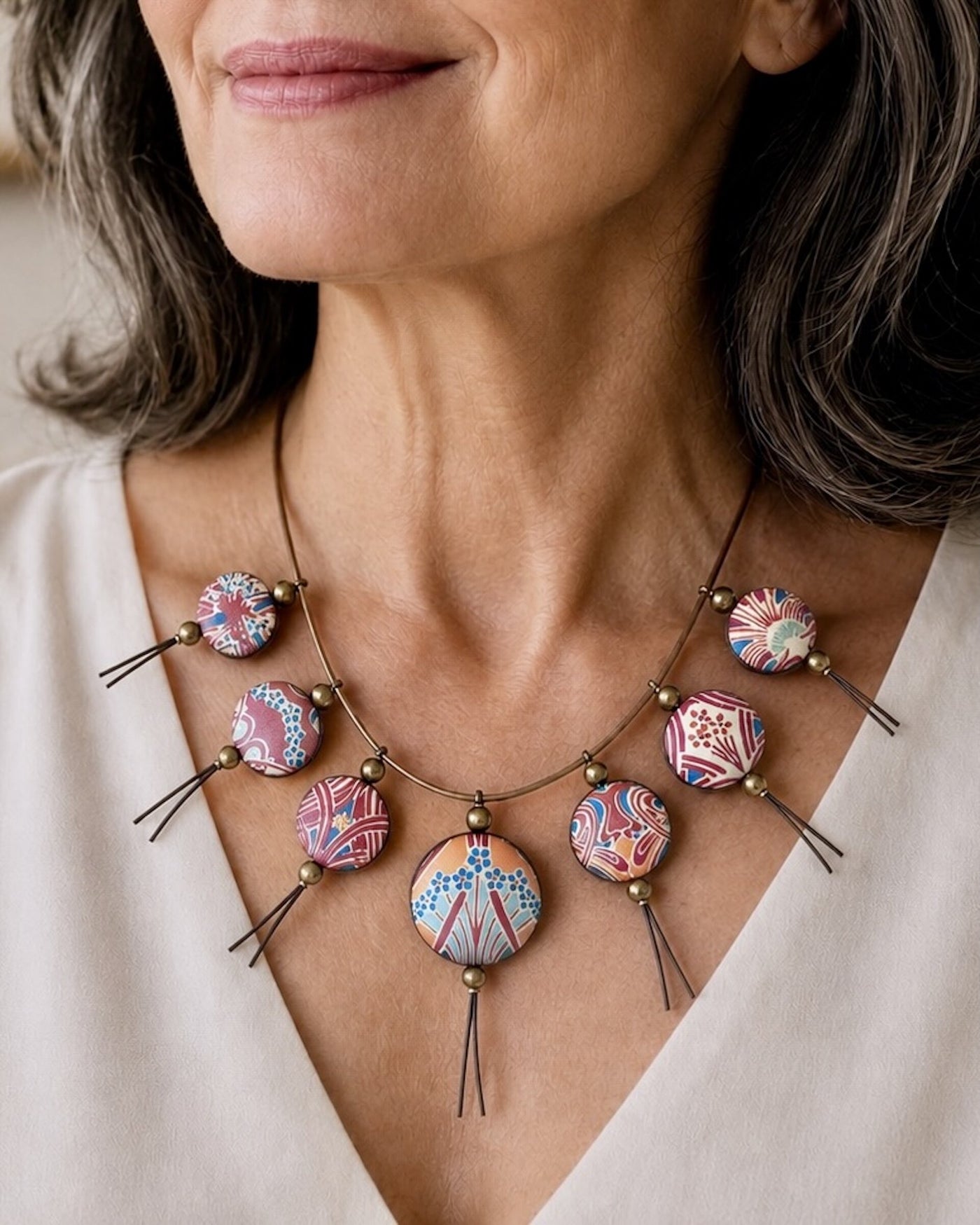 Art Nouveau Reversible Silk Necklace