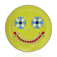 Green Enamel Smiley Plate