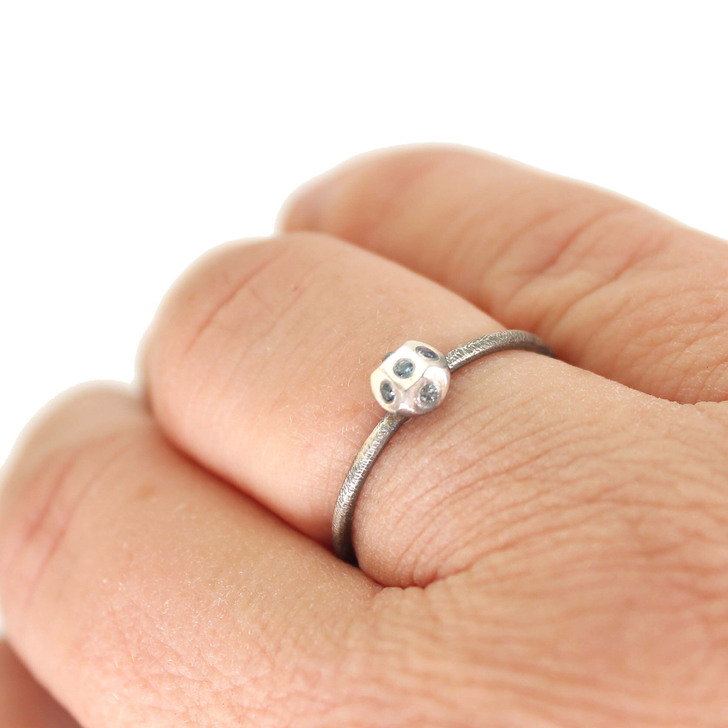 Faceted Blue Sapphire Stacking Ring