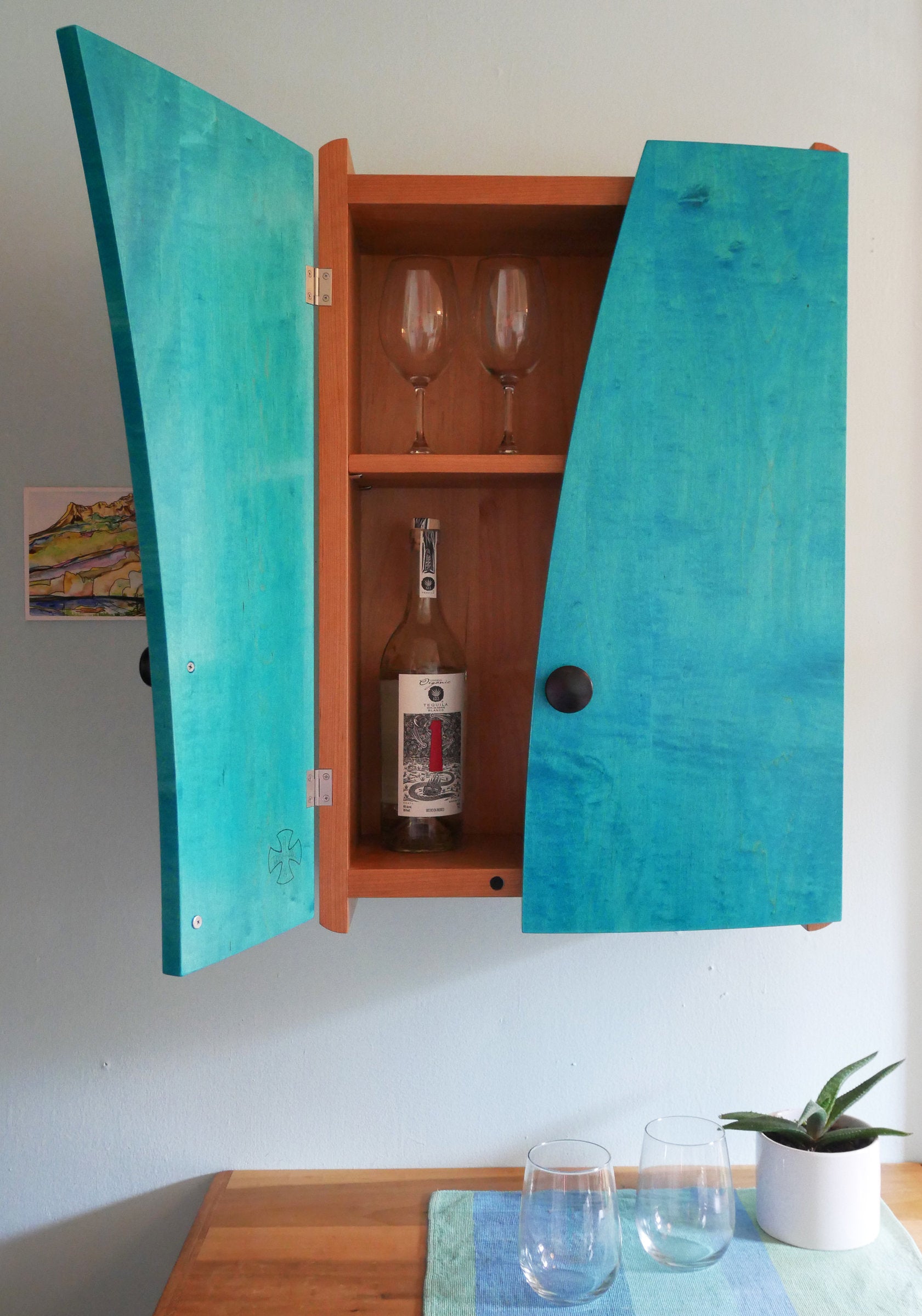 Blue Liquor Cabinet