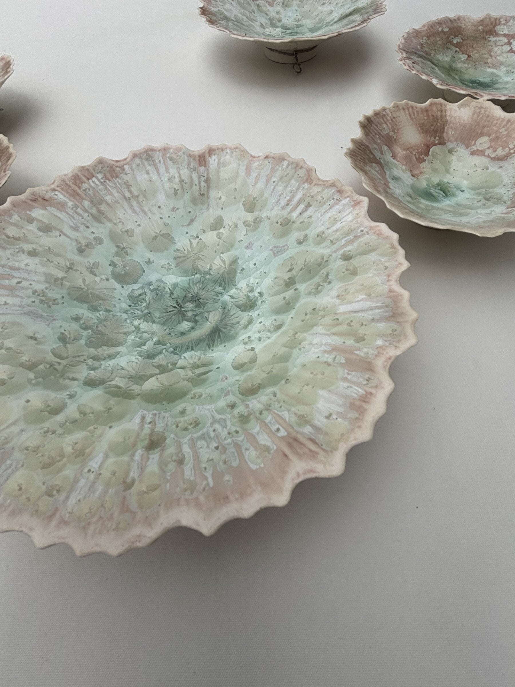 Lotus Wall Installation with Green and Rose Tan