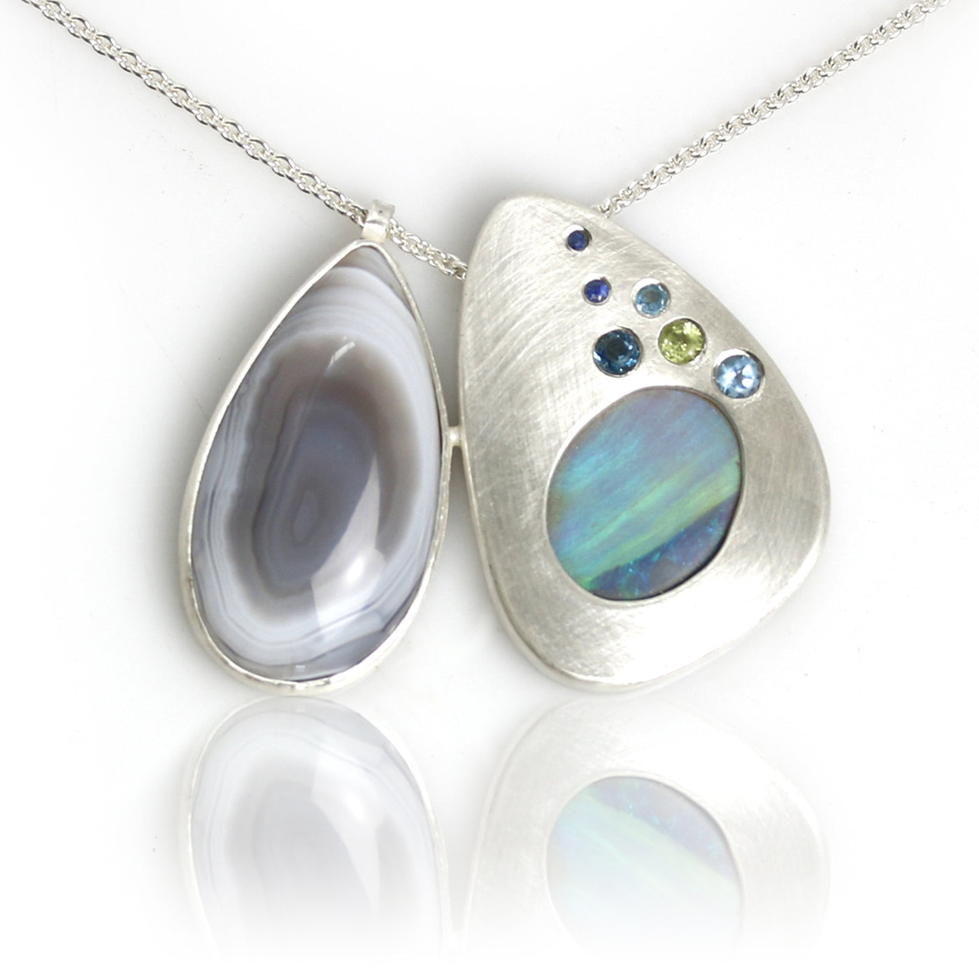 Stone Petals Necklace in Opal and Botswana Agate