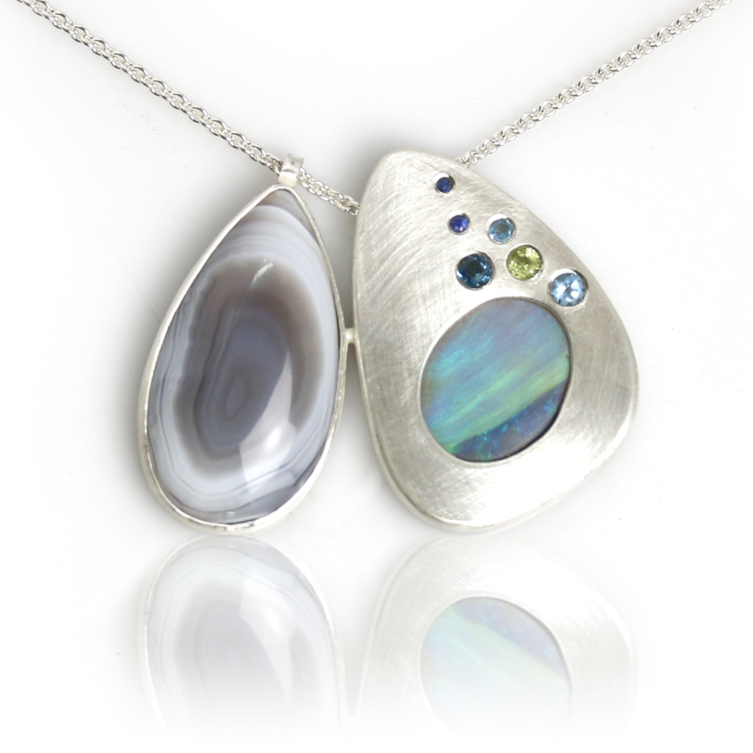 Stone Petals Necklace in Opal and Botswana Agate