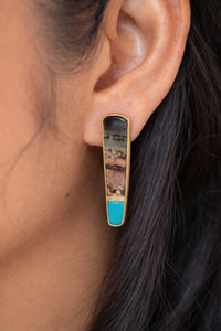 Ocean Jasper, Turquoise & Diamond Earrings
