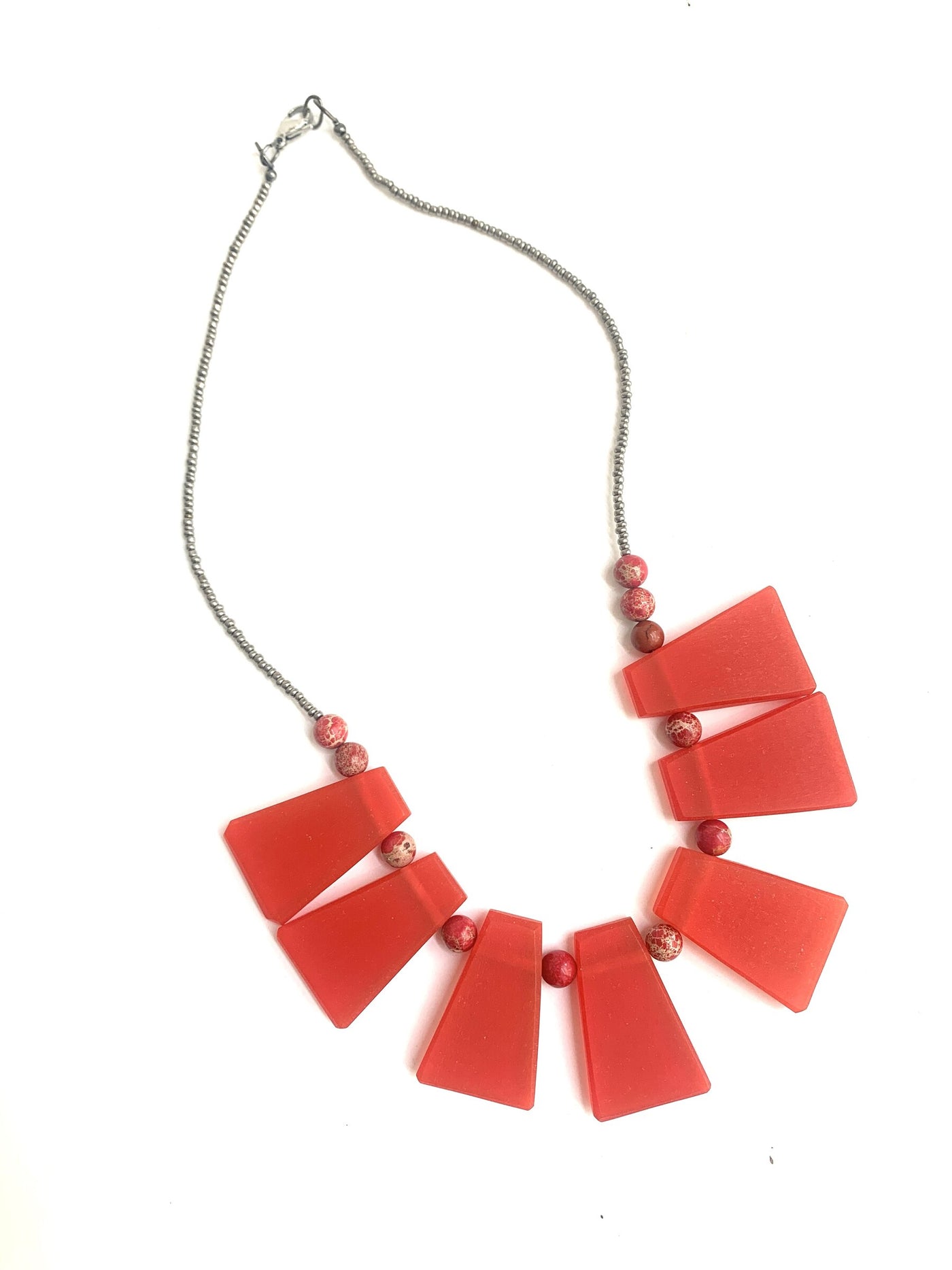 Red Resin Rectangles Necklace