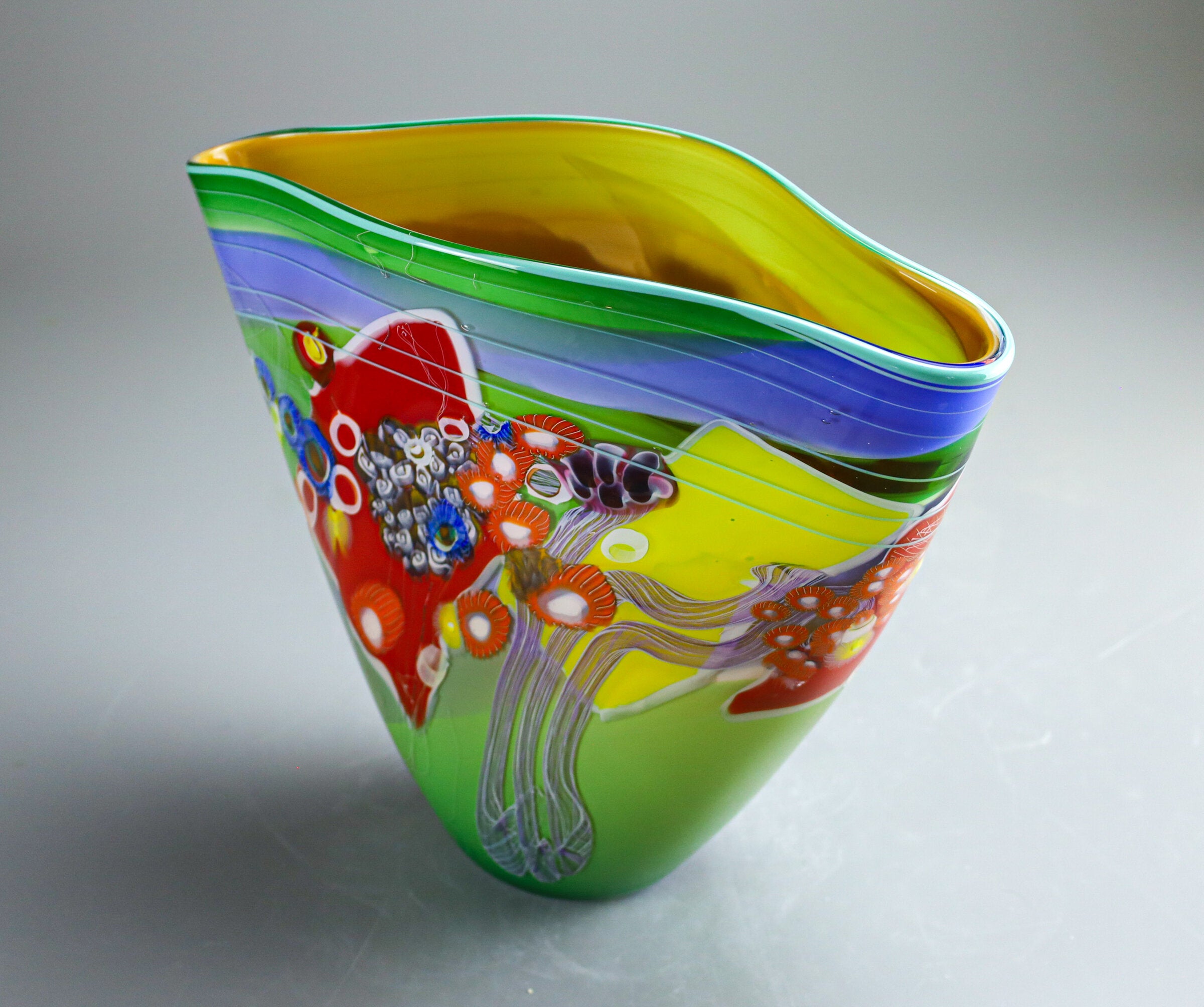 Color Field Vessel in Forest and Honey Yellow