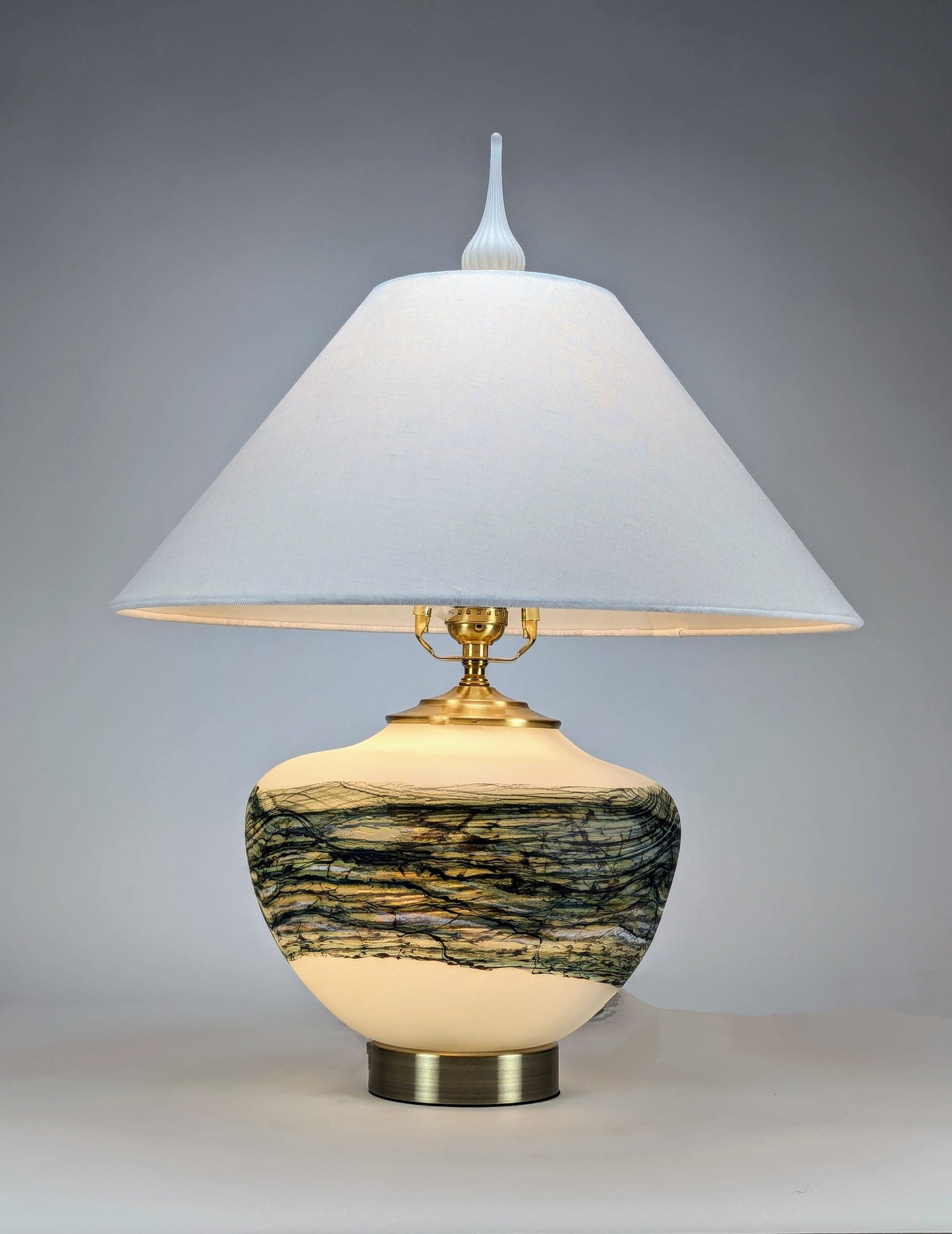 Alabaster Table Lamp in Green