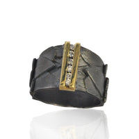 Oxidized Silver Channel Set Diamond Feather Ring