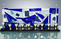 Blue Mosaic Menorah