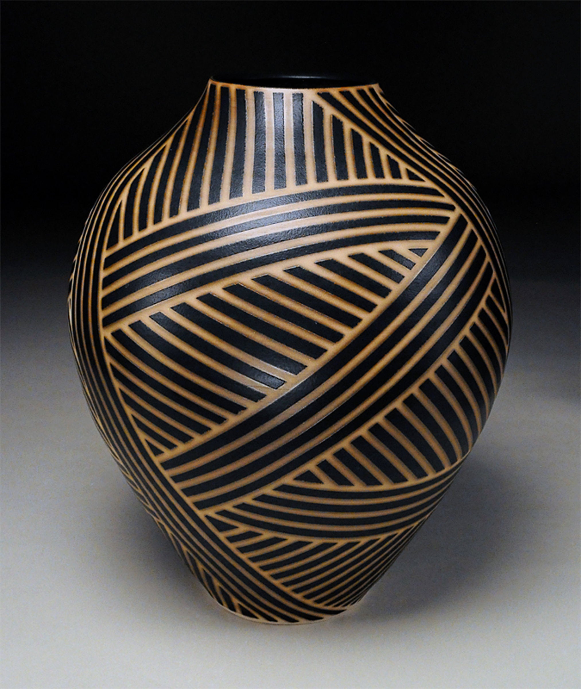 Black and White Stripe Vessel II