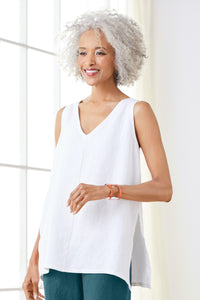 White, v-neck worn in front