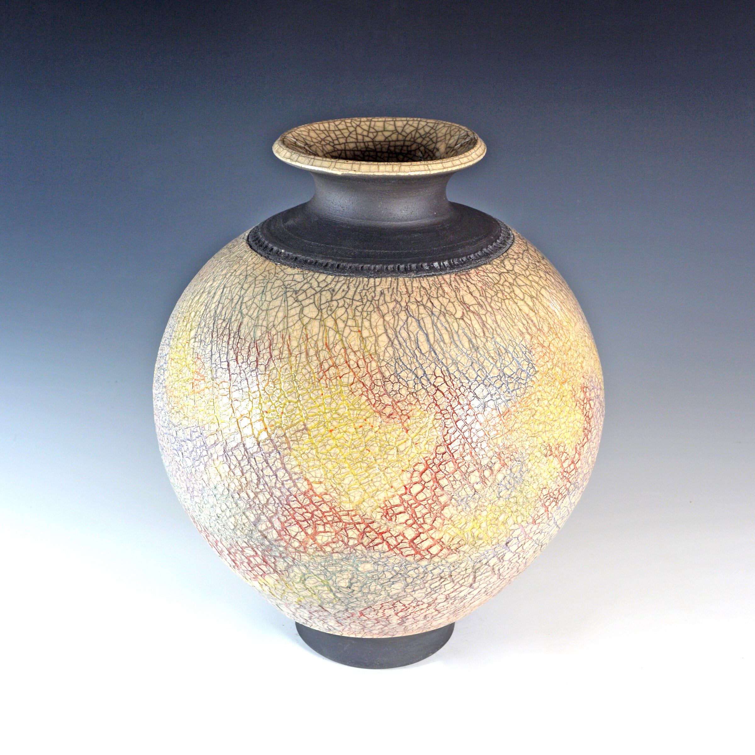 Harlequin Crackle Raku Vase