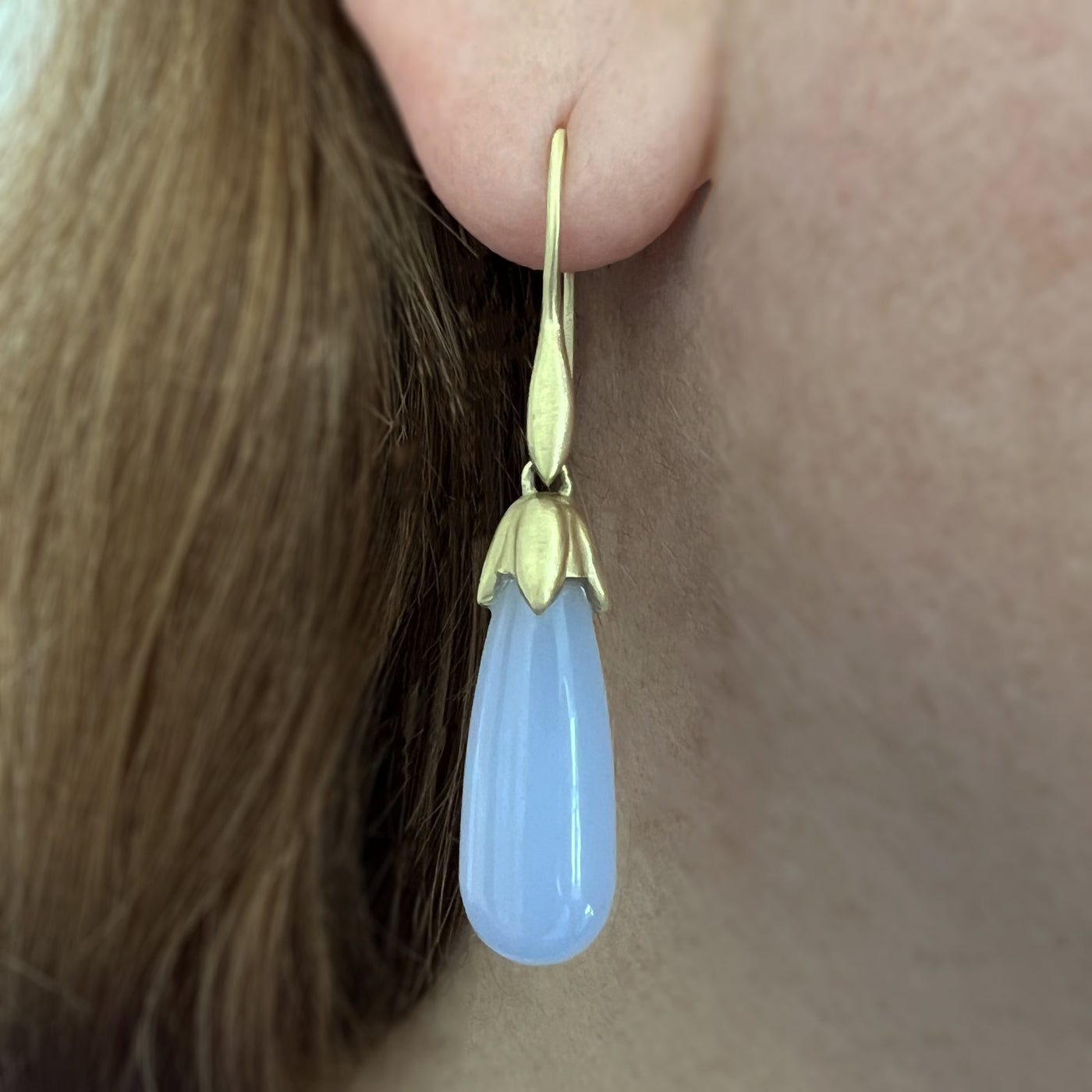 Blue Chalcedony Briolette Bud Earrings
