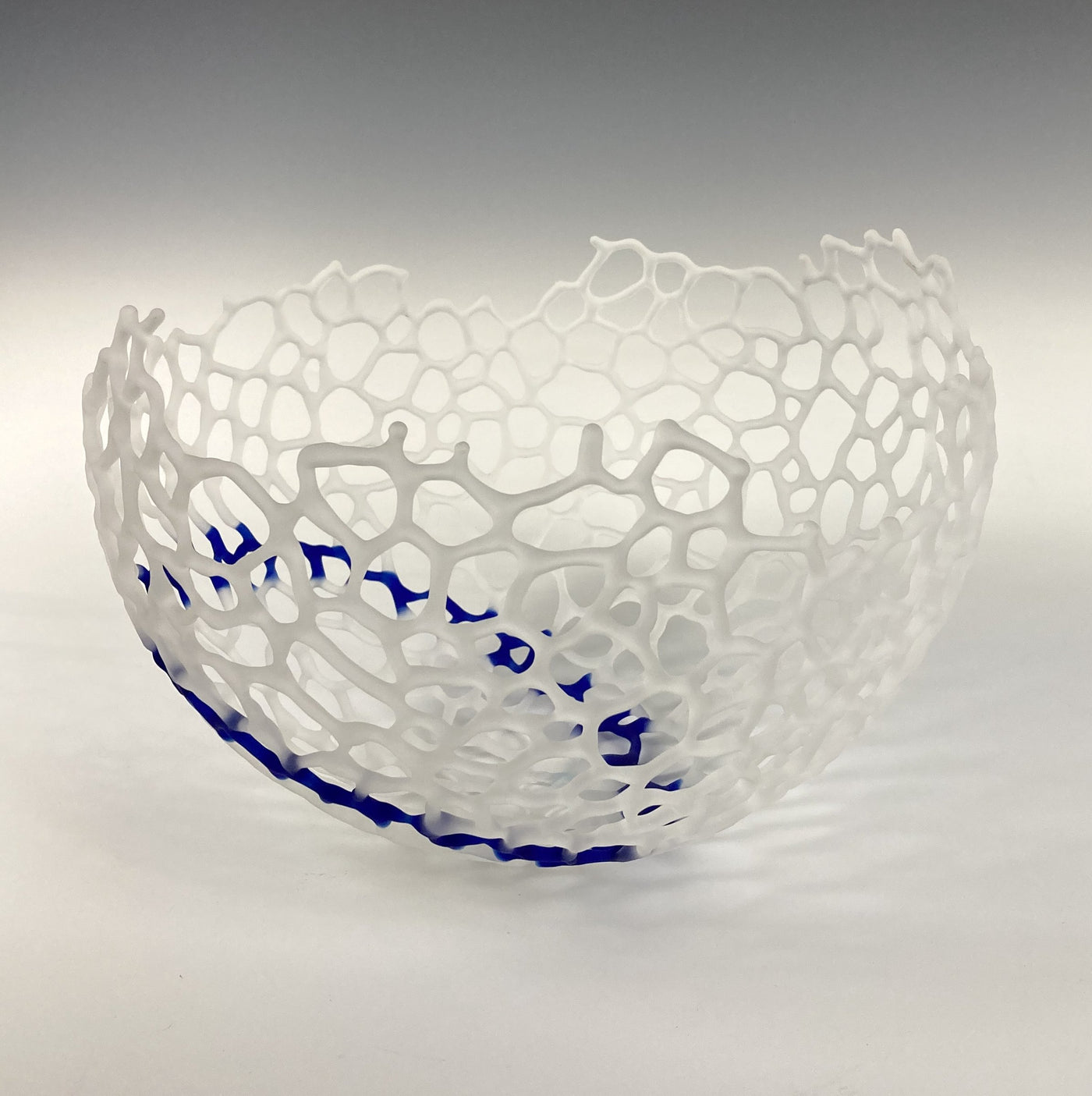 Frosted Basket with Narrow Blue Band
