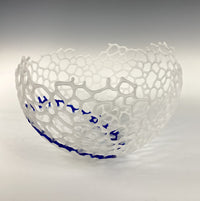 Frosted Basket with Narrow Blue Band