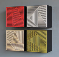 clockwise from top left: red, silver, willow green, maple