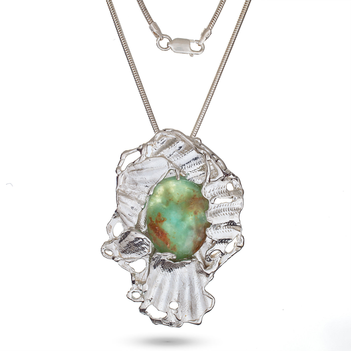 Shell Design Pendant with Peruvian Blue Opal