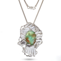 Shell Design Pendant with Peruvian Blue Opal