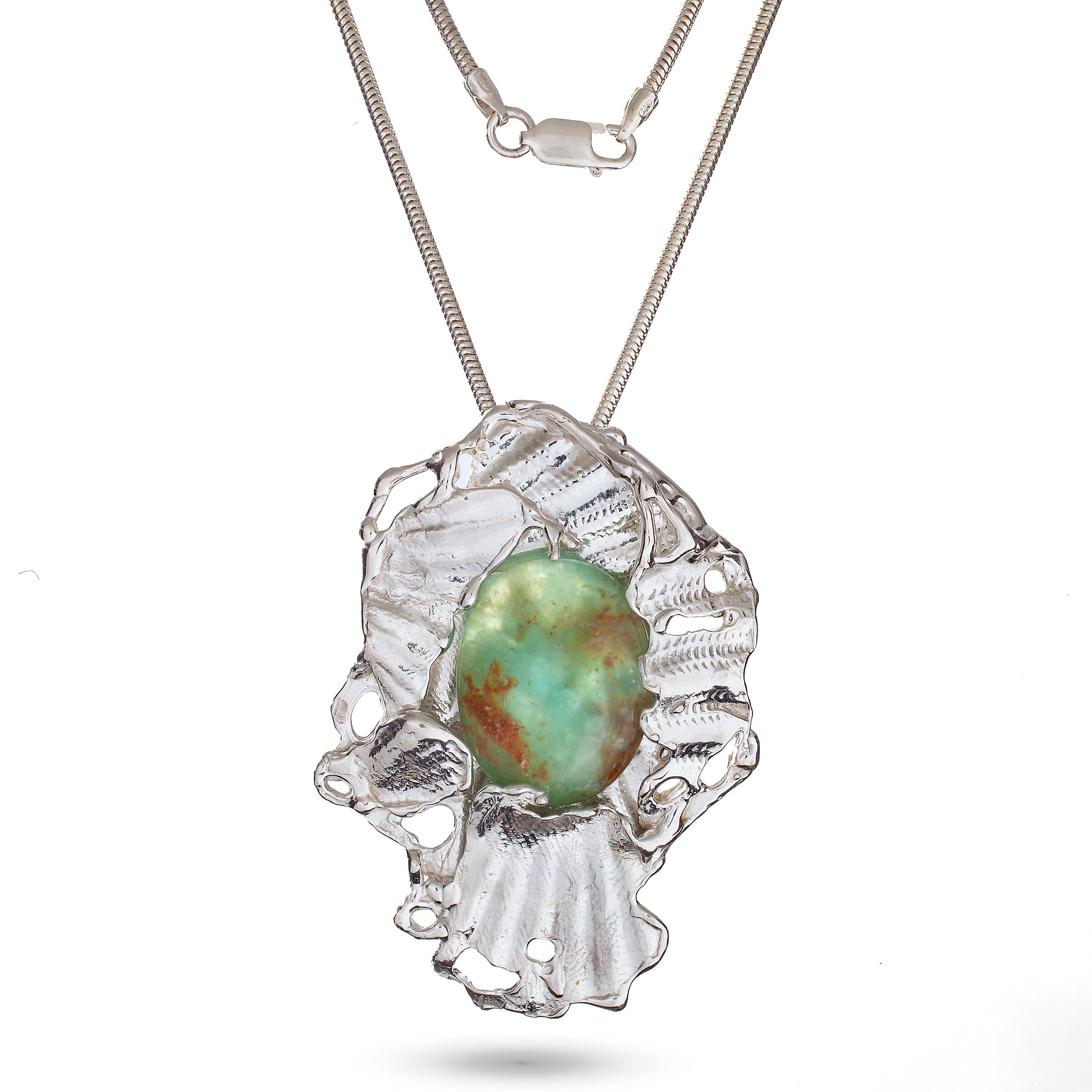 Shell Design Pendant with Peruvian Blue Opal