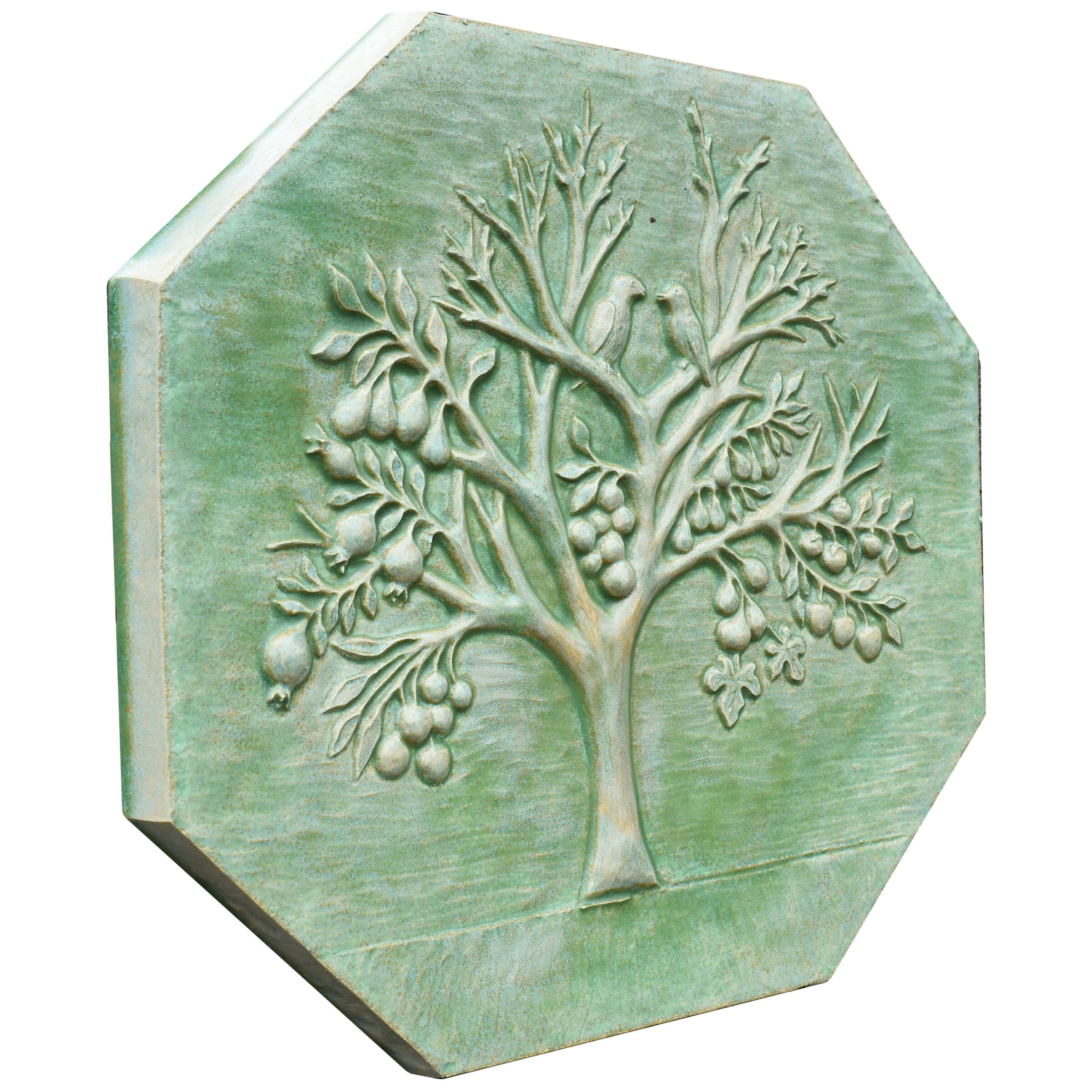 Magic Fruit Ceramic Octagon in Green Patina