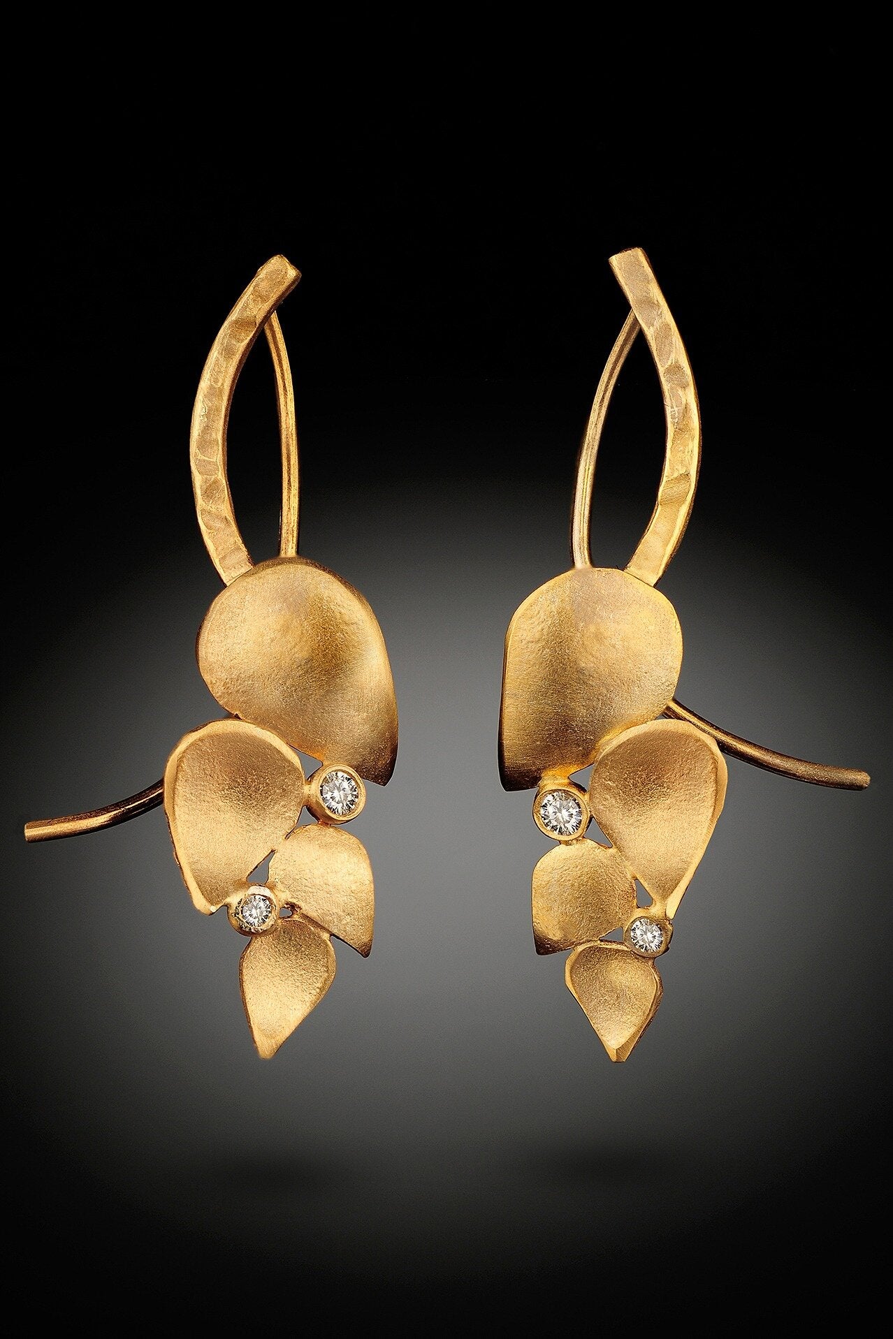 Leaf Earrings with Diamonds