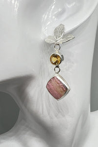 Sunset Rhodolite & Citrine Earrings
