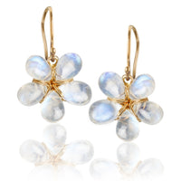 Rainbow Moonstone & 14k Gold Flower Earrings