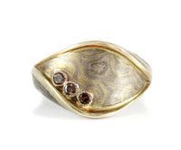 Mokume Gane & Cognac Diamond Ring