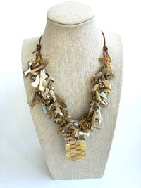 Checkerboard Shell Pendant Necklace