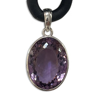 Black Rubber Necklace with Purple Amethyst