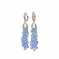 Ceylon Sapphire Briolette Cascade Earrings in Platinum with Diamonds