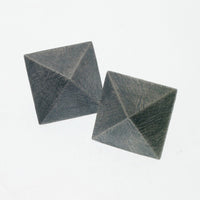 Silver Carved Pyramid Earrings