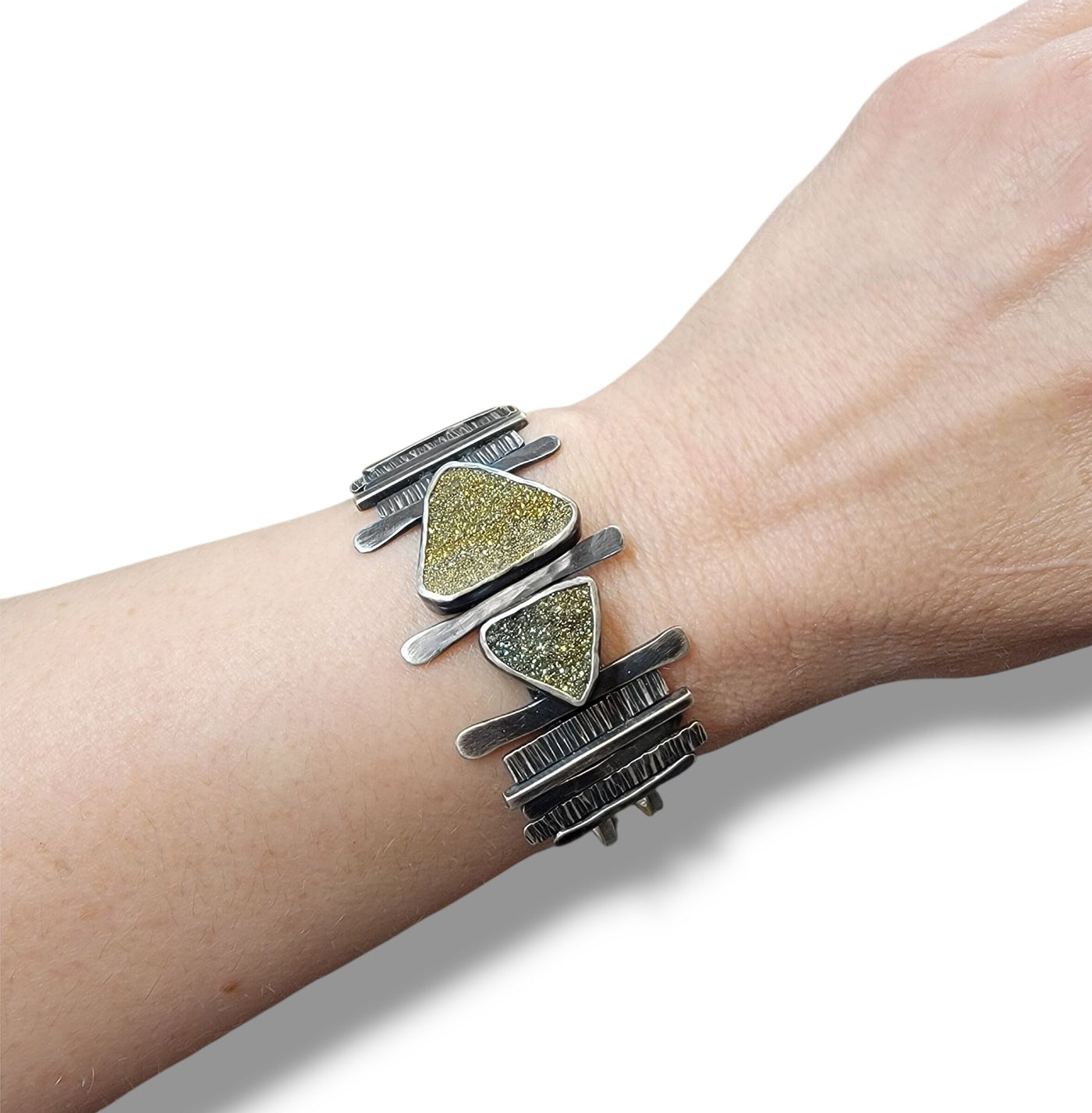 Rainbow Pyrite Hammered Cuff