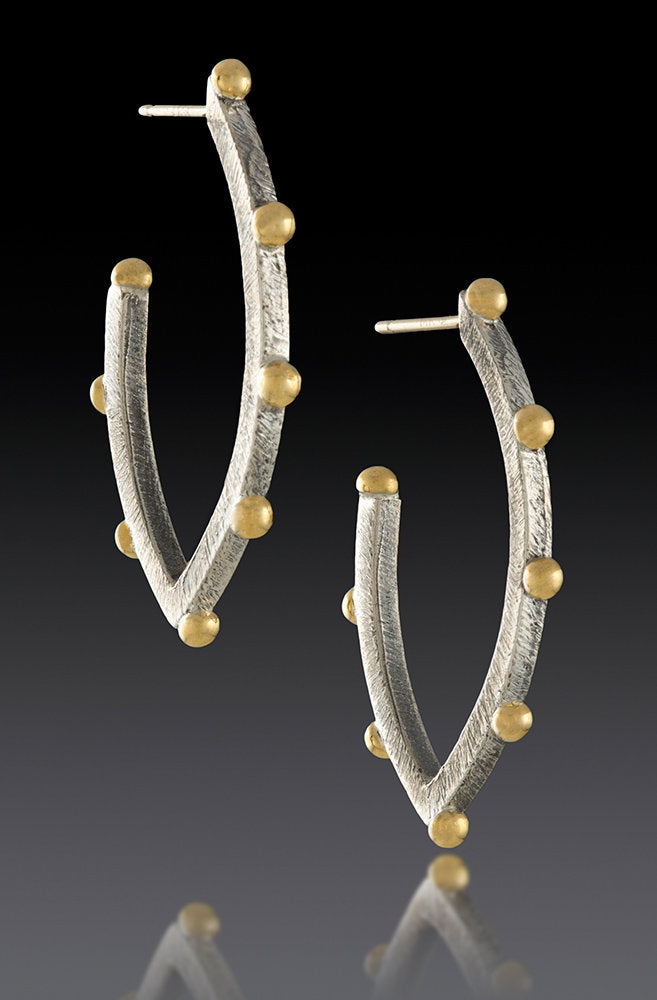Elliptical Earrings with Gold Balls
