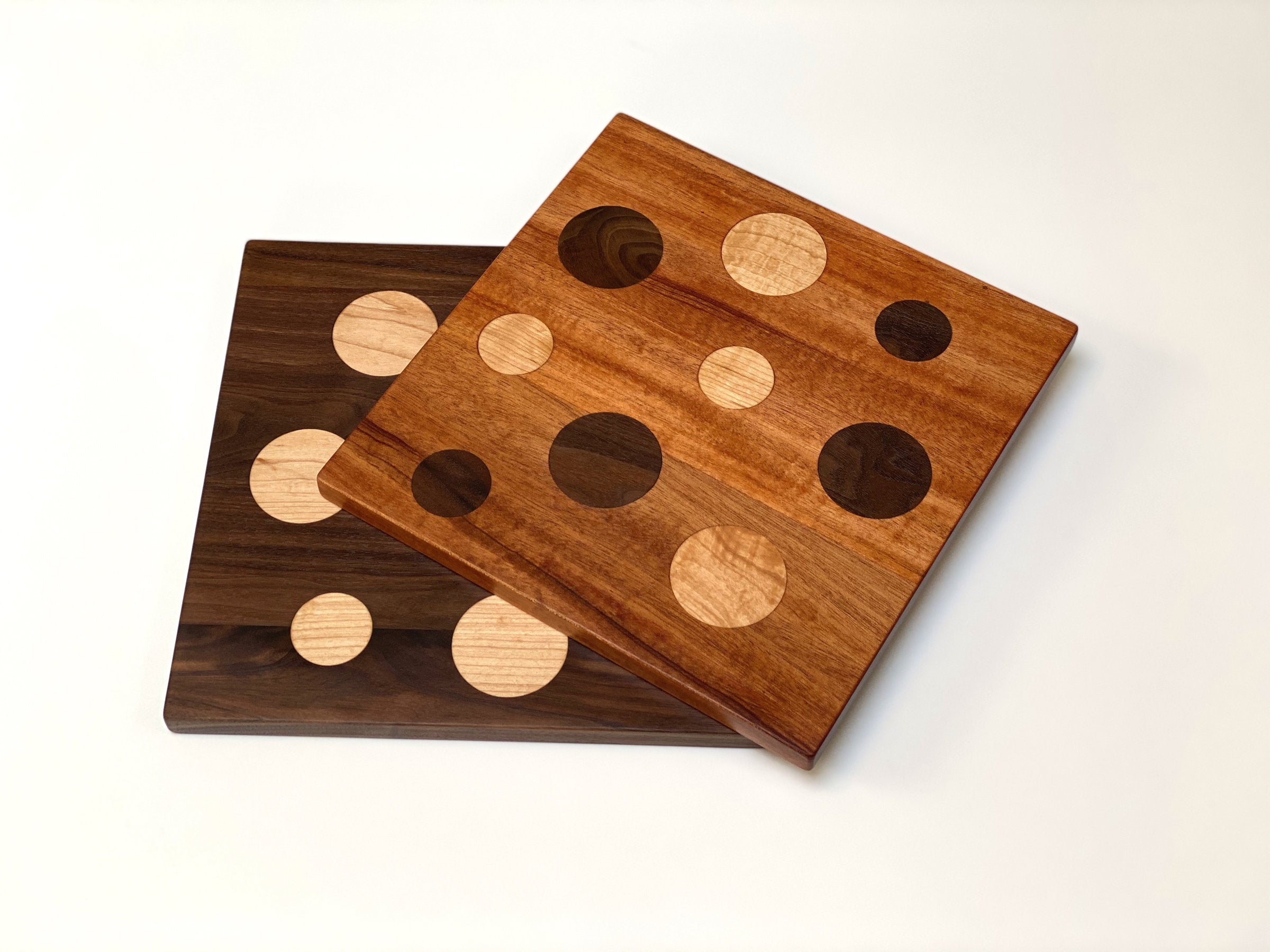 top to bottom: Mahogany With Maple and Walnut Dots, Square Dot Board