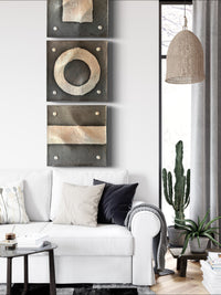 Circle Line Square Gray and Silver Wall Squares