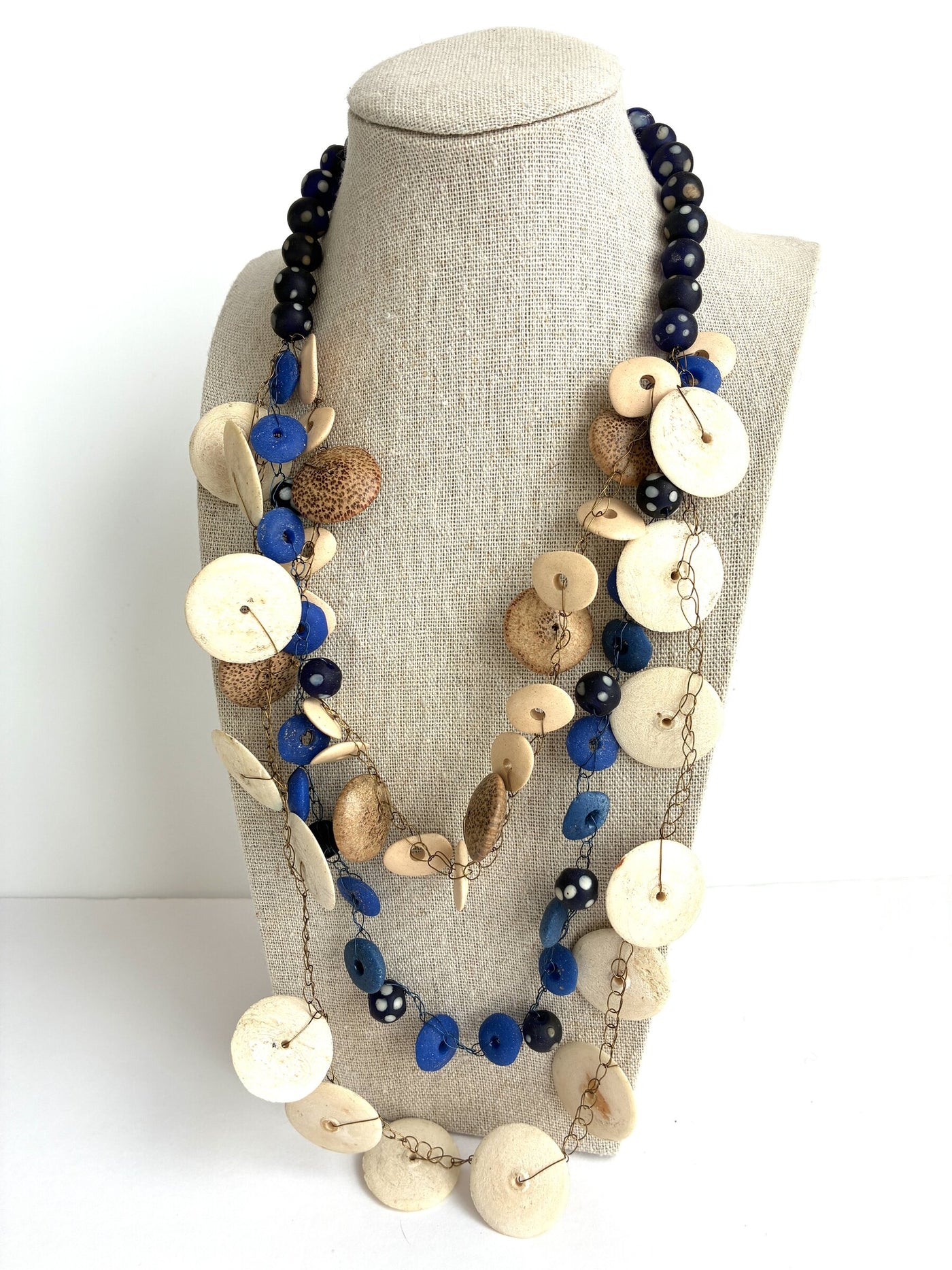 Cobalt and Bone Necklace