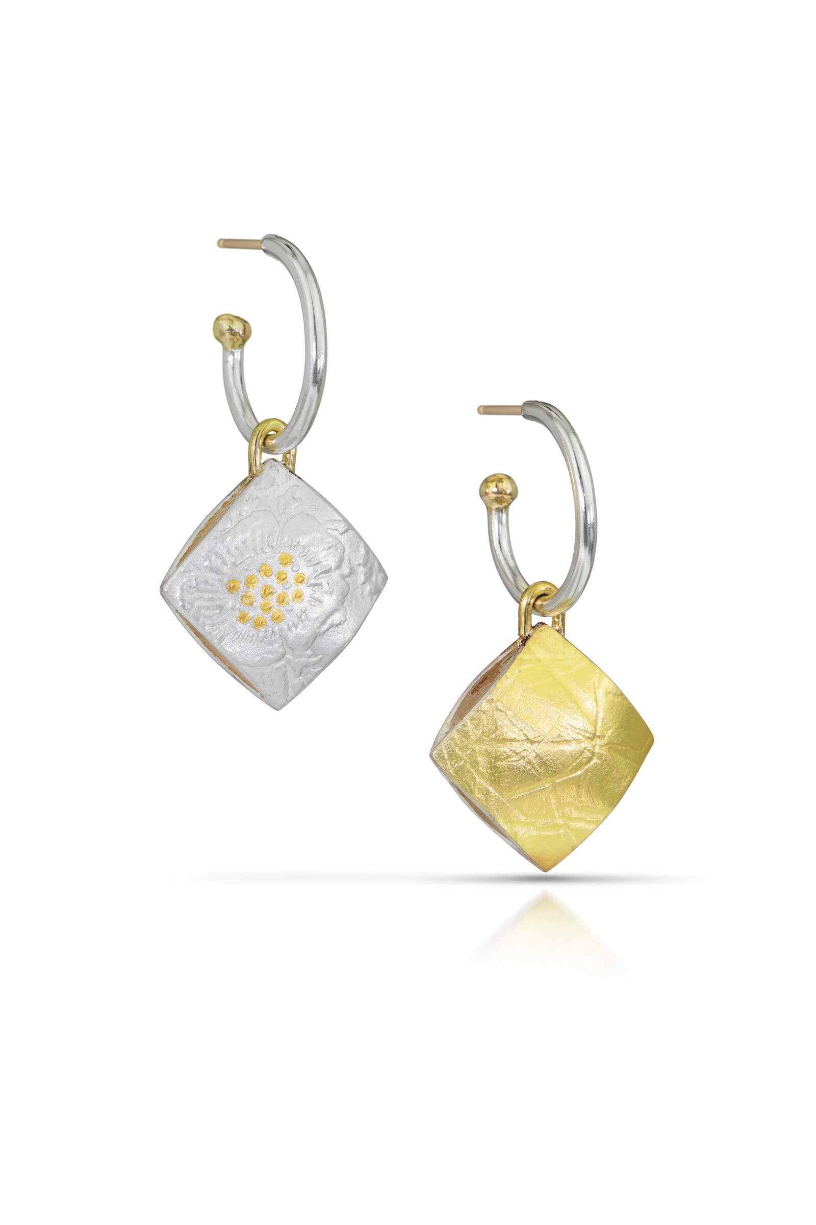 Vintage Flower Hoop Charm Earrings