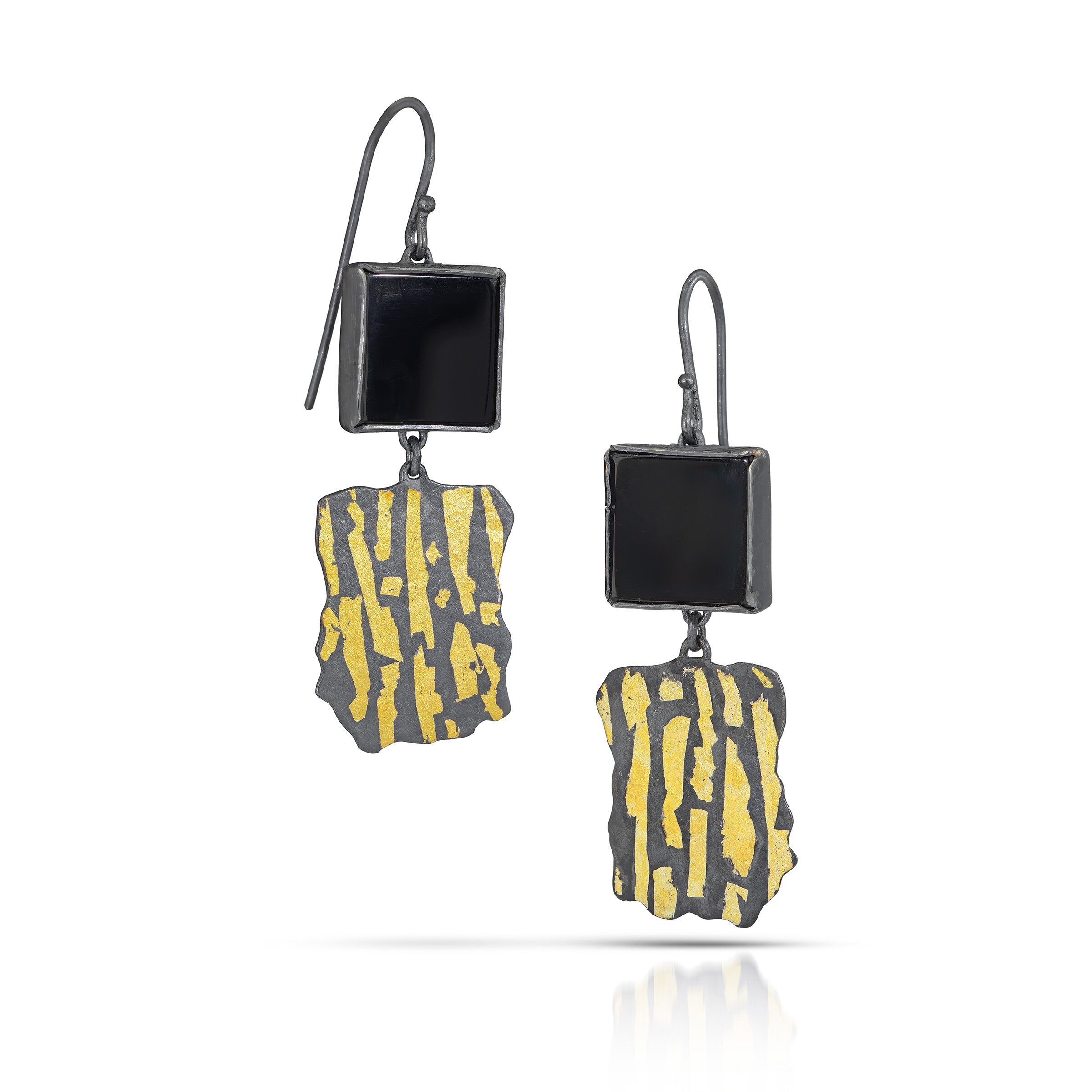 Onyx & Gold Bamboo Earrings