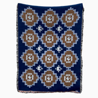 Loom Woven Throw Blanket in Navy Diamond