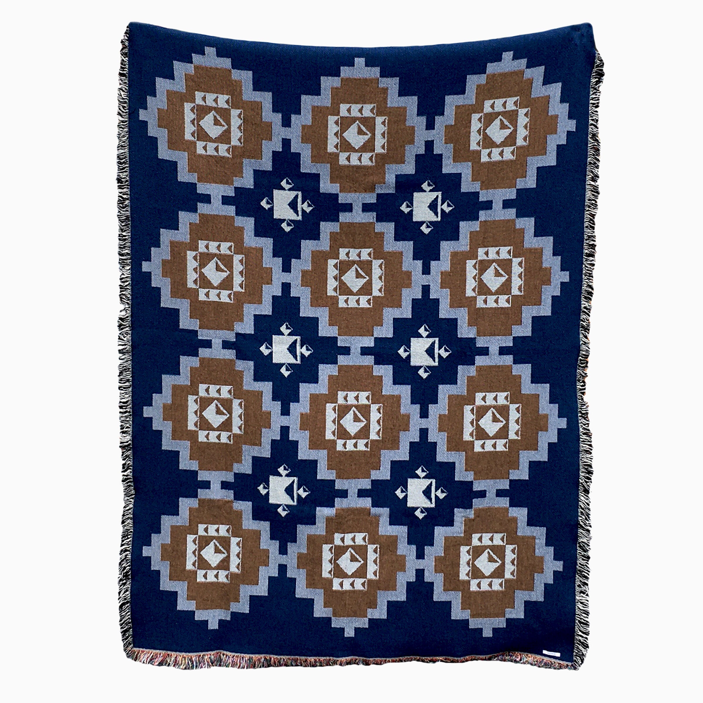 Loom Woven Throw Blanket in Navy Diamond