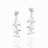 Cubic Zirconia Triple Triangle Drop Earrings