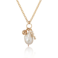 Petal Pearl Charm Pendant Necklace