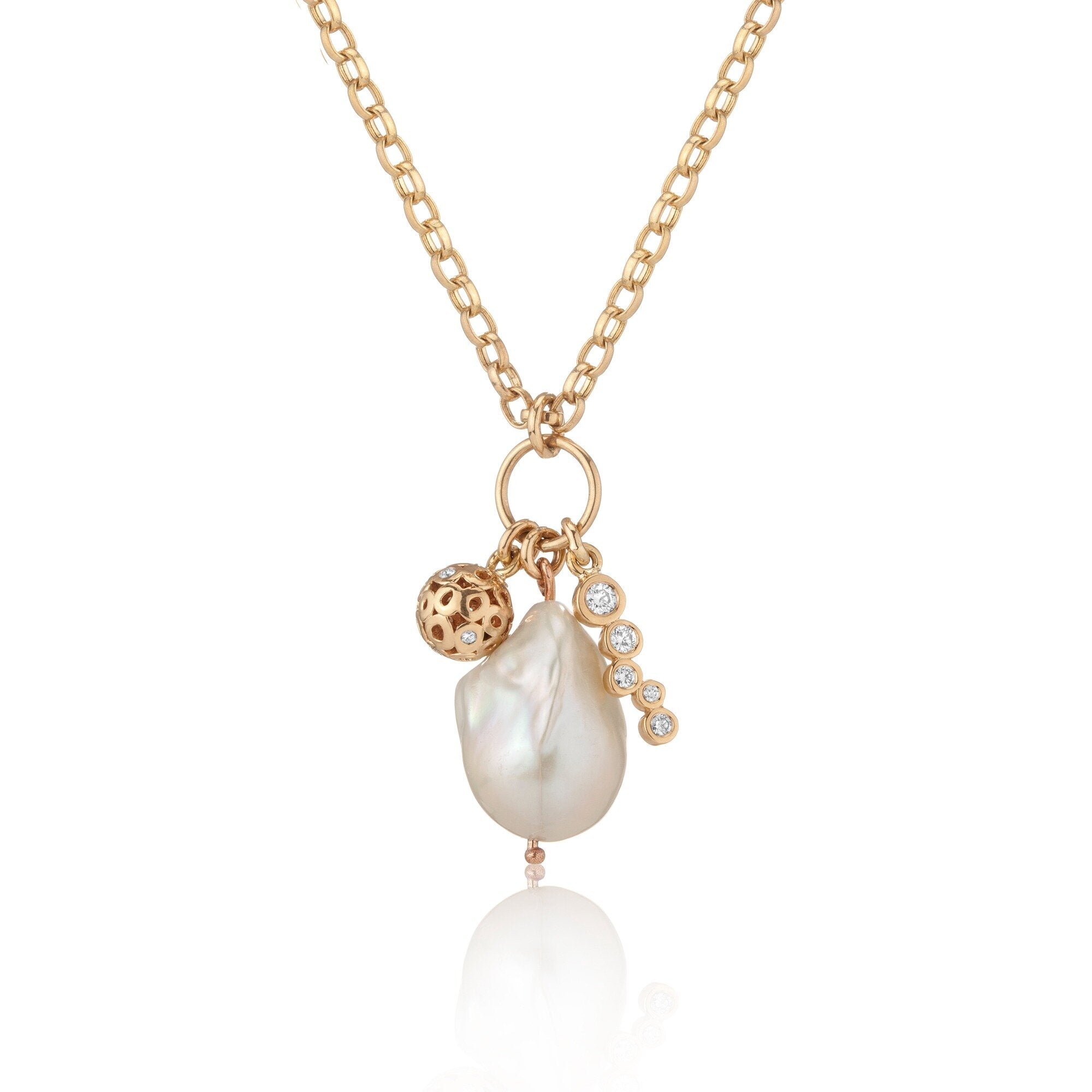 Petal Pearl Charm Pendant Necklace