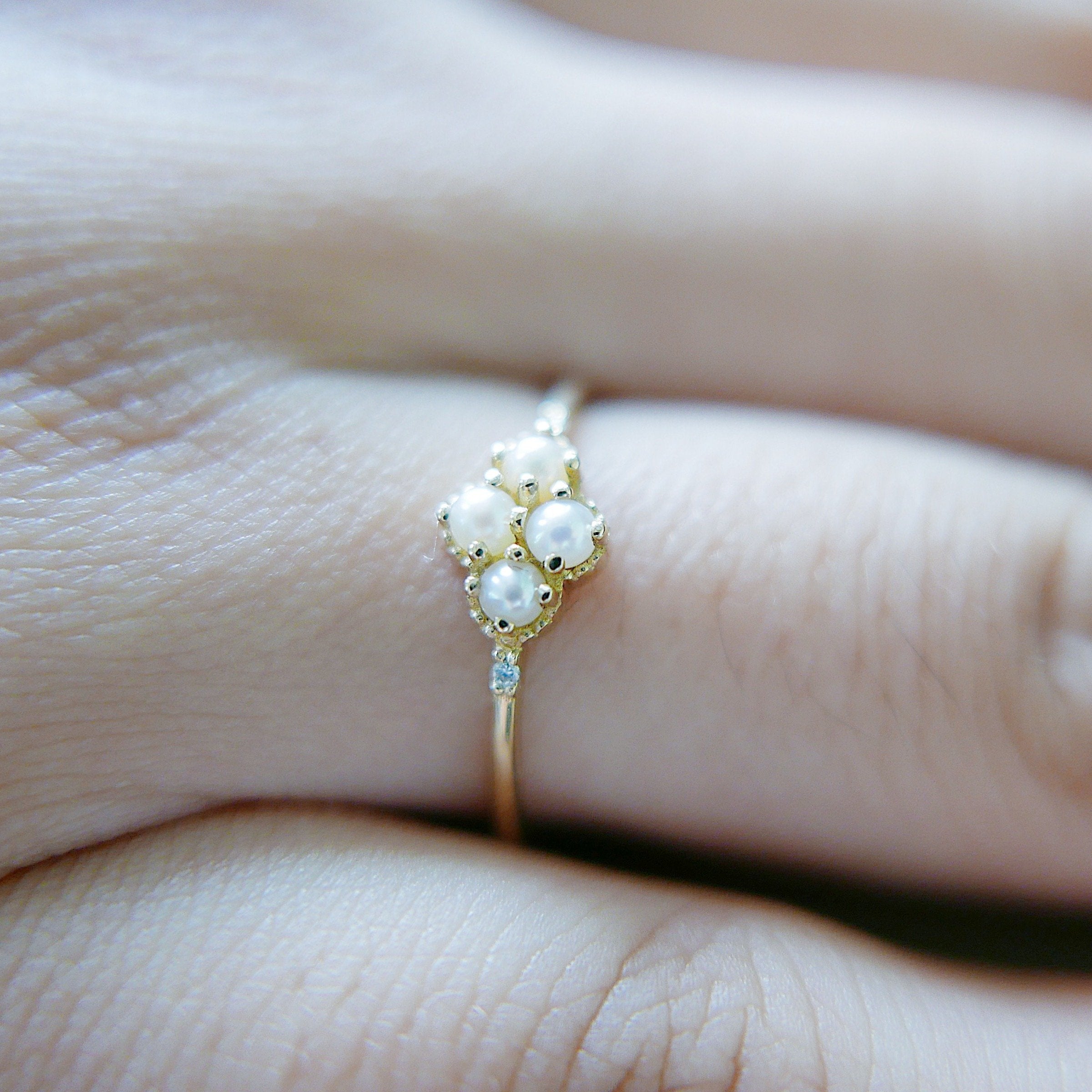 Lil Miss Lady Pearl Ring with Diamonds