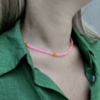 Neon Pink Opal Choker