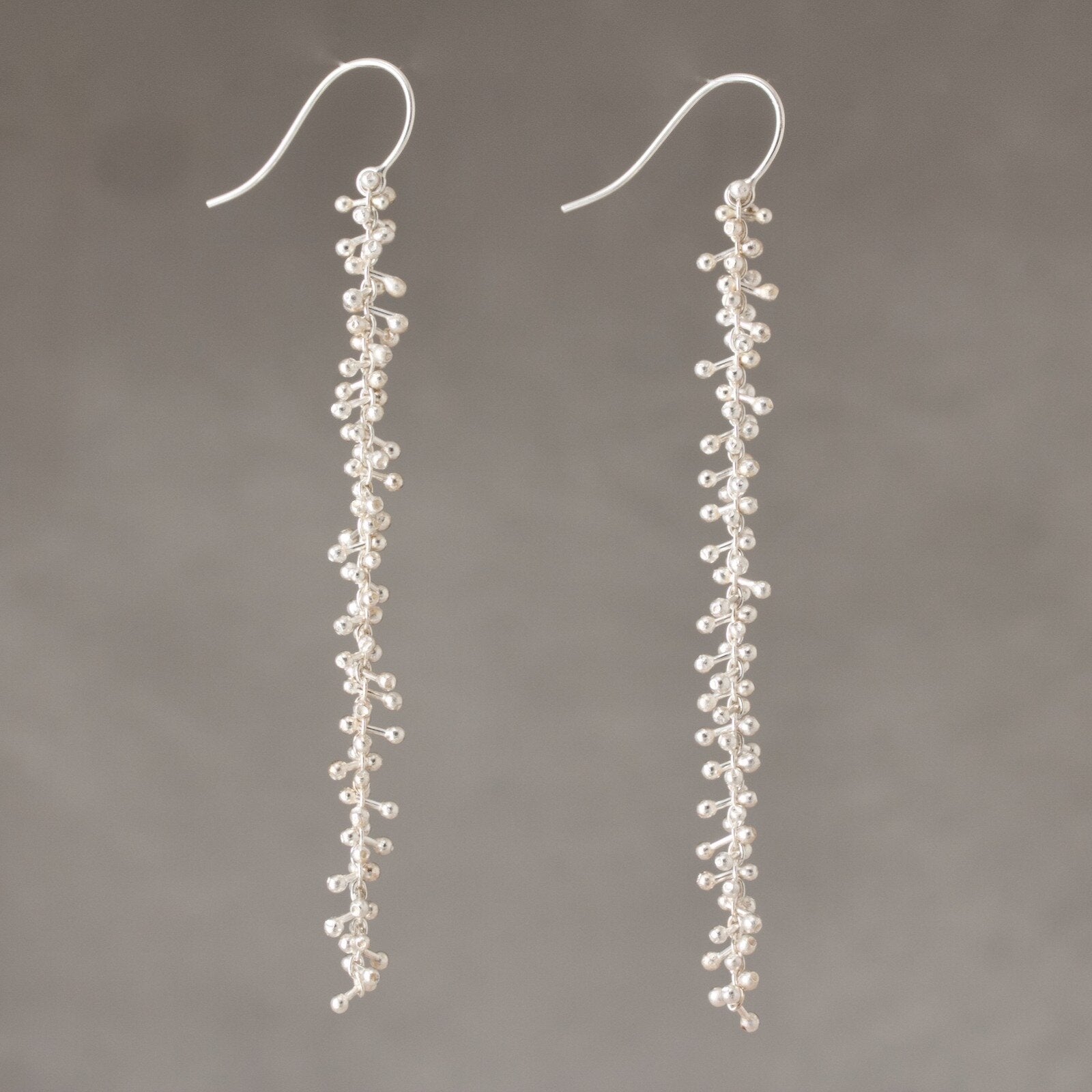 Long Bone Chain Dangle Earrings